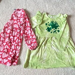 Pink Heart and Green Clover Dresses
